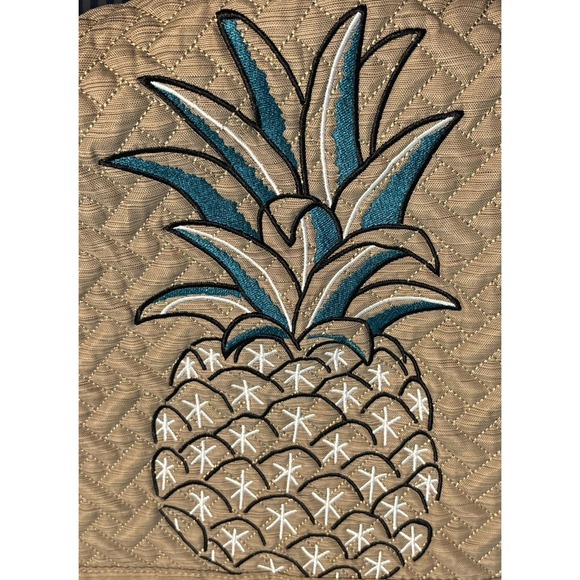 Lug Tote Bag Aerial 2 Pineapple Gold Quilted Embroidery Travel Beach Everyday - Picture 4 of 16